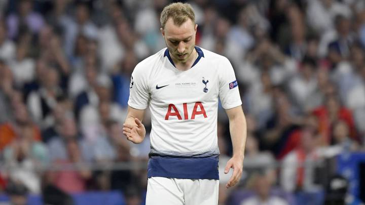 Eriksen, en la final de Champions entre Tottenham y Liverpool.