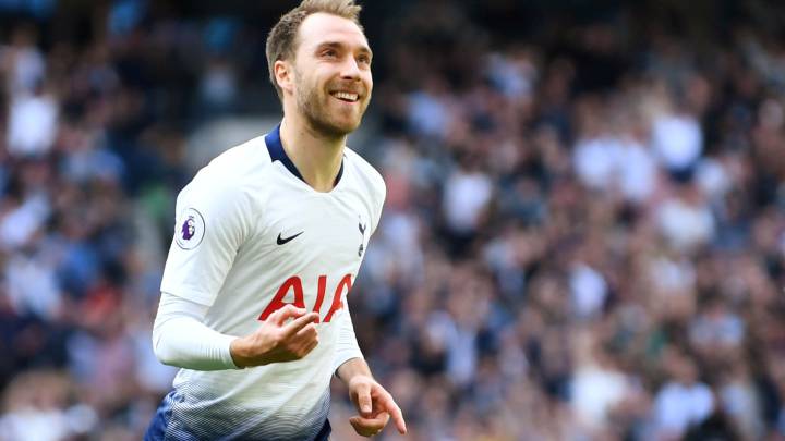 Eriksen celebra un gol con el Tottenham.