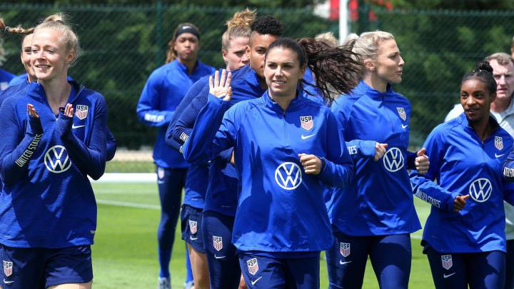 Jugadoras de Estados Unidos en un entrenamiento.