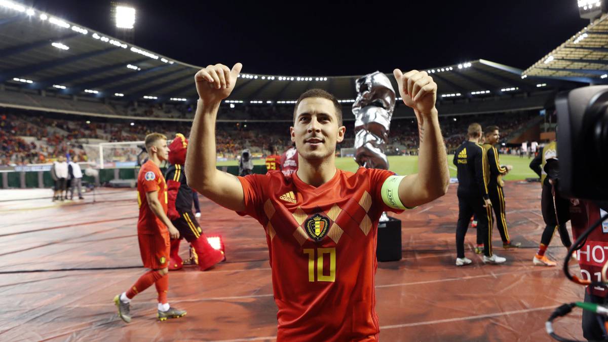 El futbolista belga del Real Madrid, Eden Hazard, con su selección.