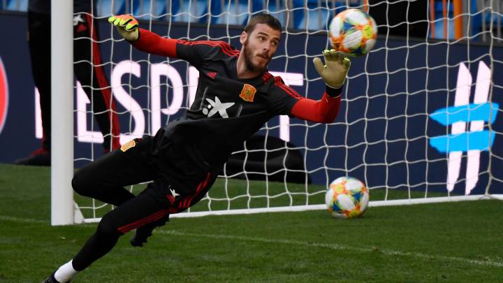 El guardameta del Manchester United, David de Gea, durante un entrenamiento de España.