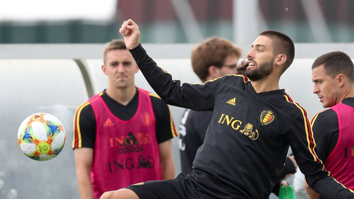 Yannick Carrasco durante un entrenamiento.