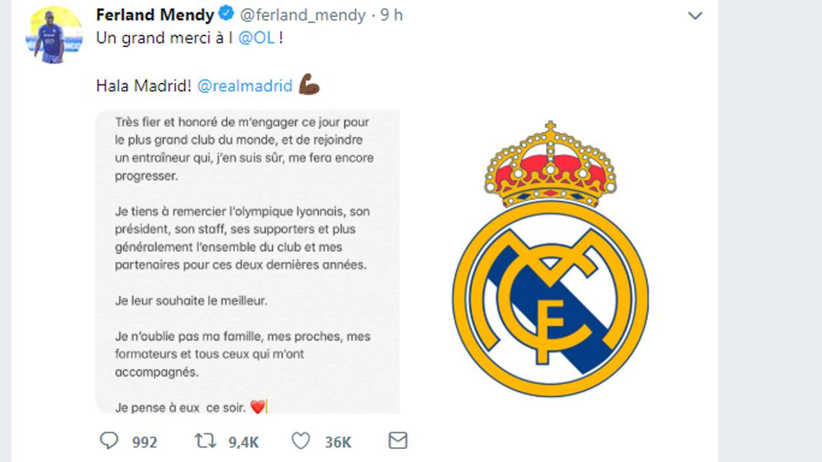 Mendy: "Me voy con un técnico que me hará progresar"