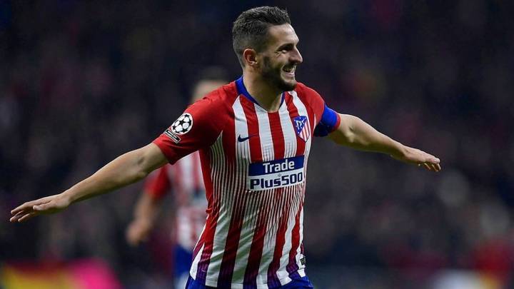 Koke celebra un gol con el Atlético.