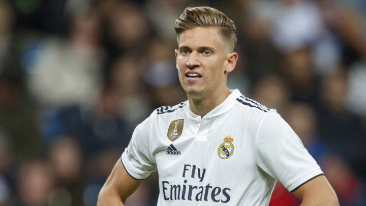 El centrocampista del Real Madrid, Marcos Llorente, durante un partido.