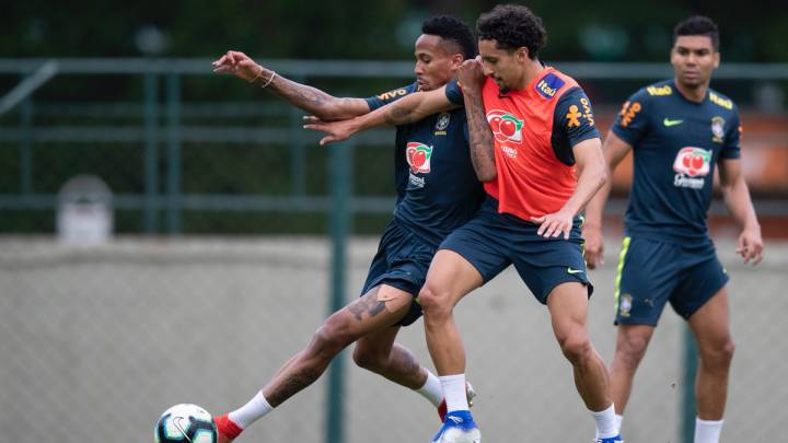 Jugadores de Brasil en el entrenamiento del viernes antes del partido ante Perú por la Copa América
