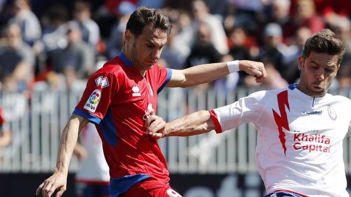 David Rodríguez, esta temporada en un partido con el Numancia.