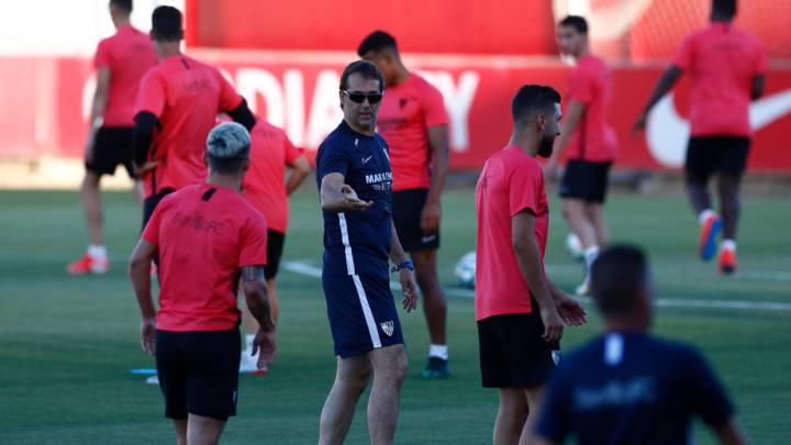 El Sevilla de Julen Lopetegui comenzó a entrenarse en la Ciudad Deportiva. Ever Banega se ejercitó con normalidad y también descartes como Corchia y Arana.