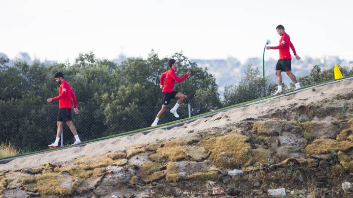 Diego Costa, Joao Félix y Correa, en la 'temida' cuesta del Profe en San Rafael.