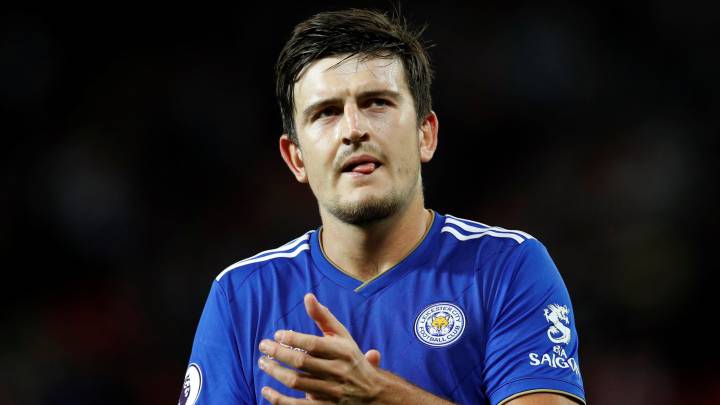 Harry Maguire, central del Leicester City, durante un partido contra el Manchester United.