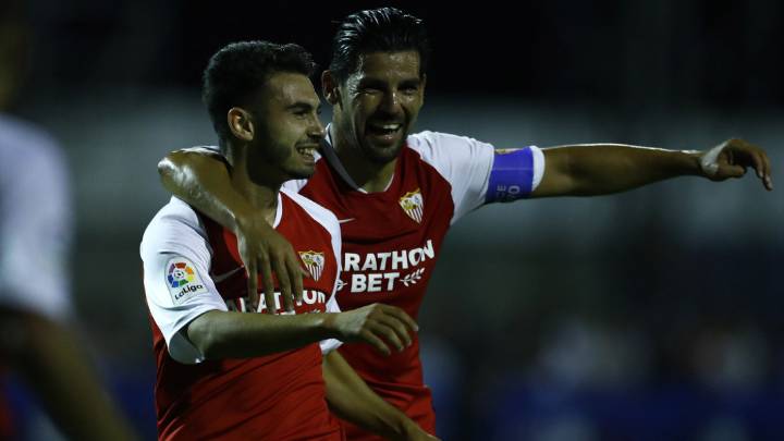 Nolito marcó, de penalti, el sábado en el primer amistoso del Sevilla en esta pretemporada.