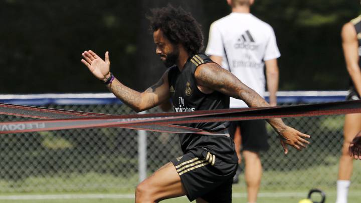 Marcelo en un entrenamiento durante la temporada del Real Madrid en Montreal.
