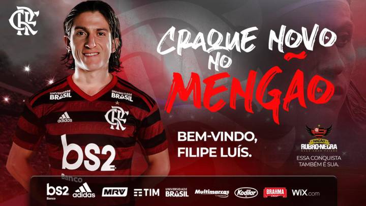 Filipe Luis deja el Atlético y ya es oficialmente jugador del Flamengo.