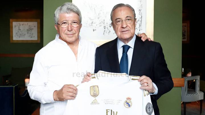 Florentino y Cerezo posan en la previa del derbi de la International Champions Cup.