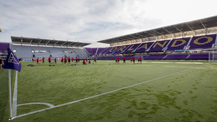 El Atlético ya probó el césped del Exploria Stadium, campo del Orlando City sobre el que esta noche se medirá a un combinado de estrellas de la MLS.