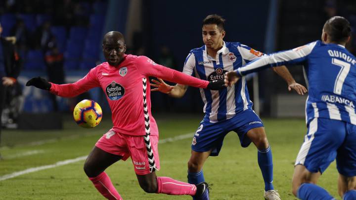 Dongou durante el Deportivo-Lugo de la temporada pasada.