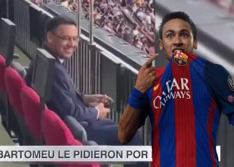 La reacción de Bartomeu en el palco cuando le piden a Neymar