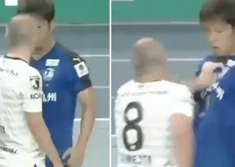 Angry Andrés Iniesta squares up to opponent