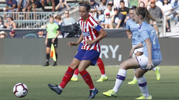 Amanda Sampedro, durante el duelo entre Atlético y Manchester City.