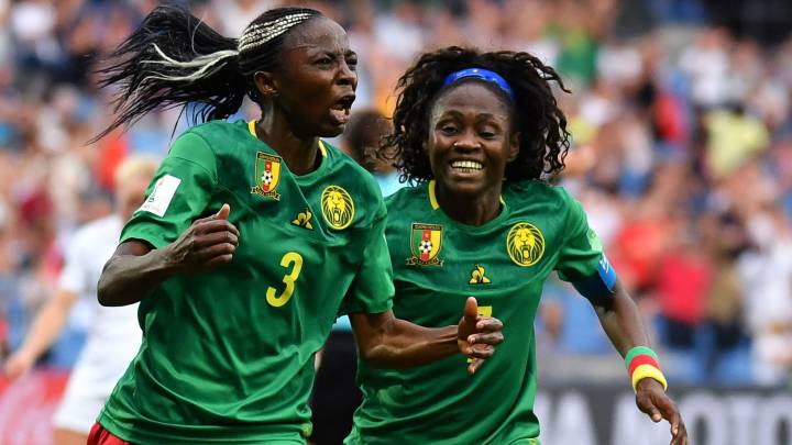 Ajara Nchout celebra el gol ante Nueva Zelanda en el Mundial de Francia.
