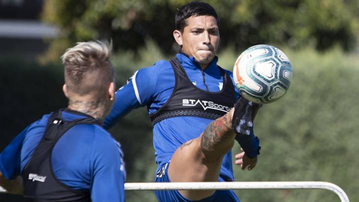 Chimy Ávila durante el entrenamiento de esta tarde en Tajonar (foto vía www.osasuna.es).