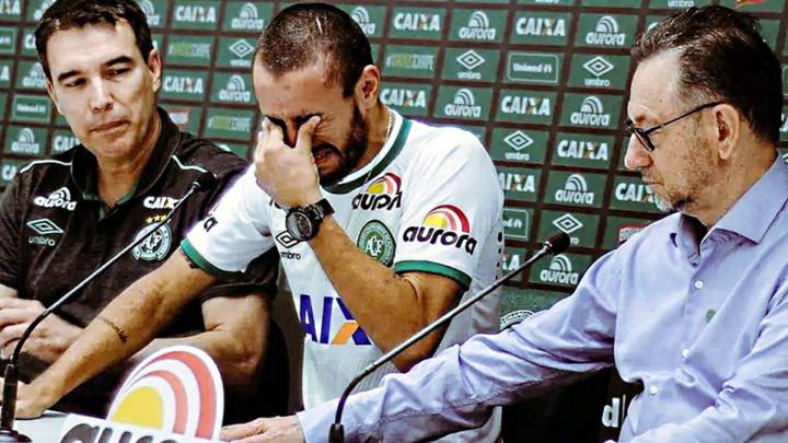 Ruschel, en una rueda de prensa poco después del accidente