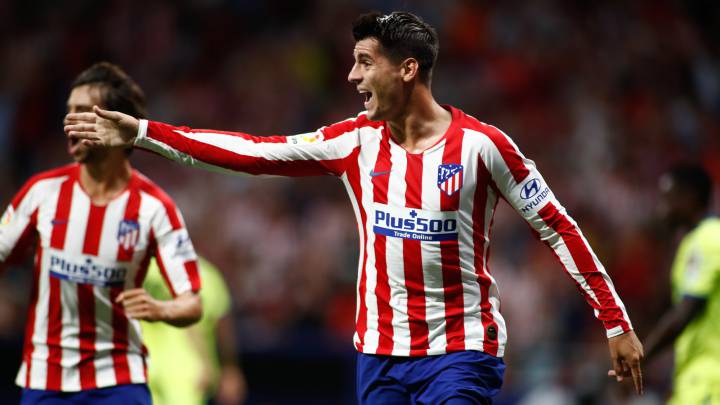 Morata celebra un gol con el Atlético.