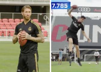 Sergio Ramos, Modric y Courtois probaron el fútbol americano en un desafío con los Redskins