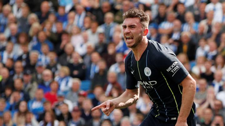 Aymeric Laporte celebra un gol con el Manchester City la temporada pasada.