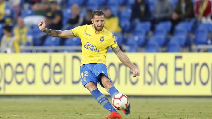 David Timor durante un partido con la UD Las Palmas en el estadio de Gran Canaria de la pasada temporada.