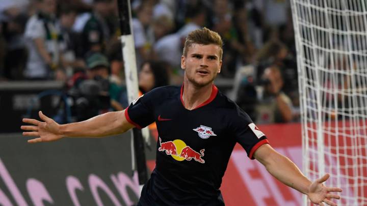 Timo Werner celebra uno de los tres tantos que anotó ante el Borussia Moenchengladbach el pasado fin de semana.
