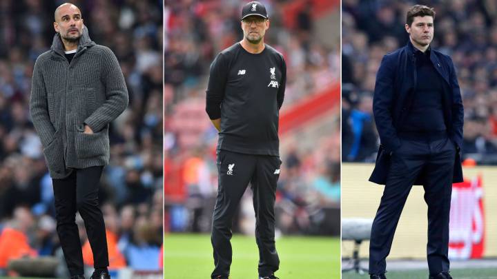 Pep Guardiola, Jürgen Klopp y Mauricio Pochettino, tres de los entrenadores más importantes de la Premier League