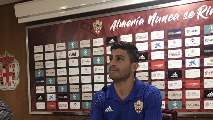 Pedro Emanuel en la rueda de prensa de esta mañana (foto vía Twitter @U_D_Almeria).