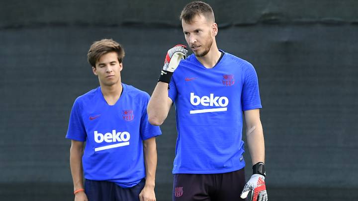 El portero Neto, la gran novedad del entrenamiento