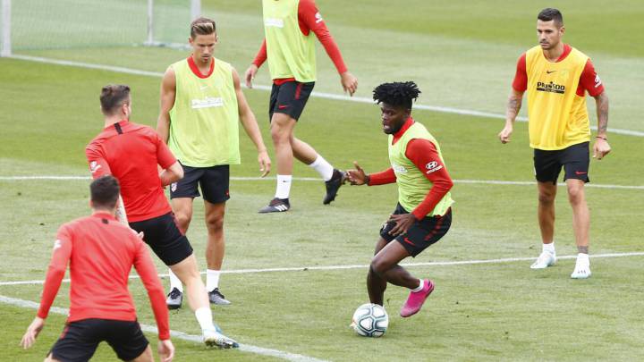 El centrocampista del Atlético de Madrid, Thomas Partey, durante un entrenamiento.
