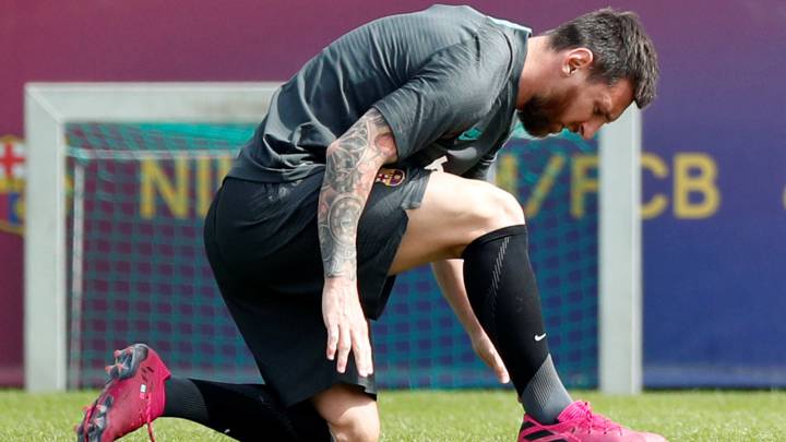 Messi acabó el entrenamiento de ayer con muy buenas sensaciones.