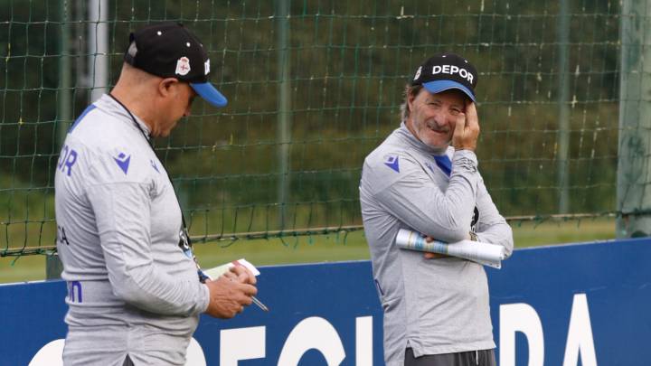 Anquela en un entrenamiento en Abegondo