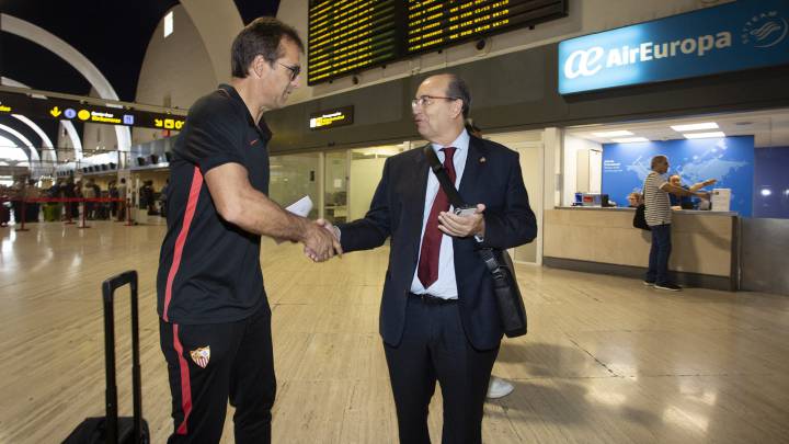 El presidente del Sevilla José Castro valoró la previa ante el Qarabag, elogió a Julen Lopetegui y no quiso hablar de momento del Real Madrid.