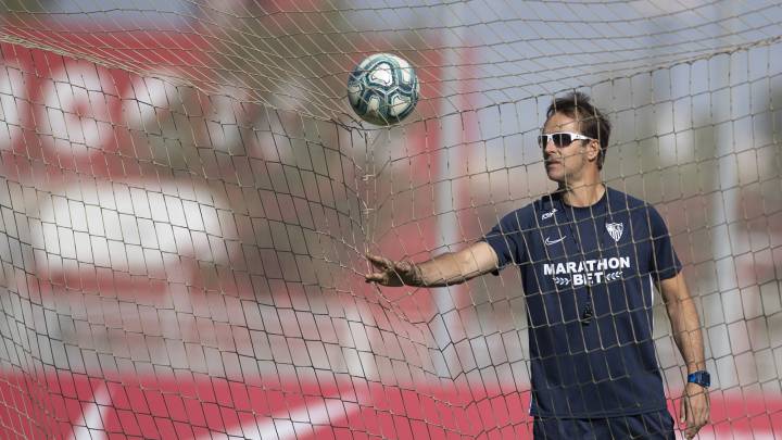 Lopetegui, durante un entrenamiento del Sevilla.