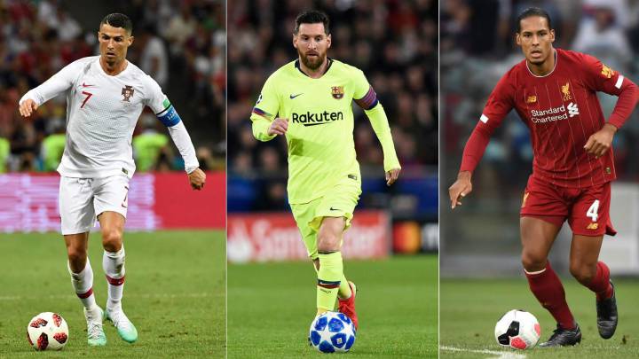 Cristiano Ronaldo, Leo Messi y Virgil Van Dijk.