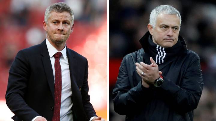 Los dos últimos técnicos del Manchester United, Ole Gunnar Solskjaer y José Mourinho.