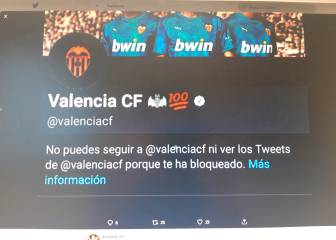 El Twitter del Valencia se pone en modo bloqueo ante las críticas