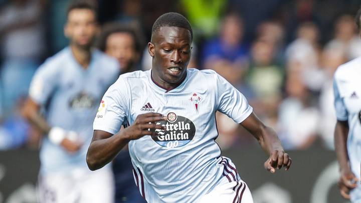 Pape Cheikh en el partido ante el Real Madrid en Balaídos.