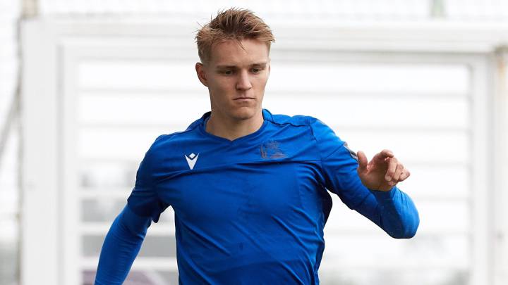 Odegaard en un entrenamiento.
