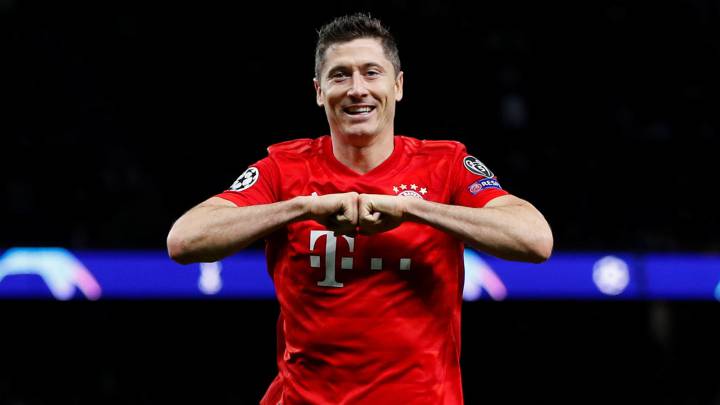 Lewandowski celebra un gol ante el Tottenham