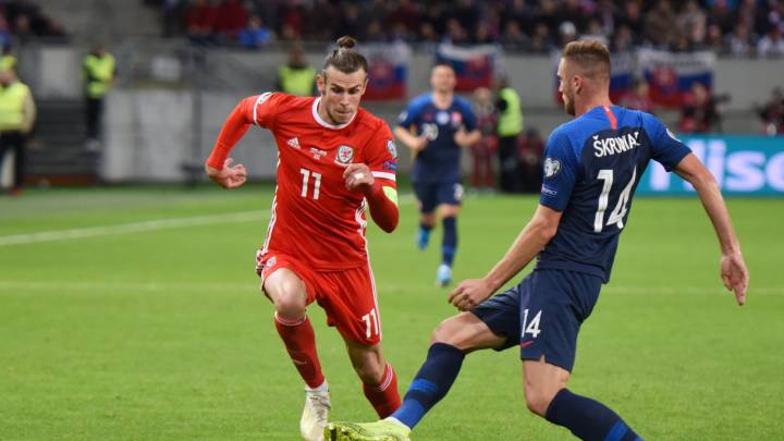 Bale, durante el Eslovaquia-Gales.