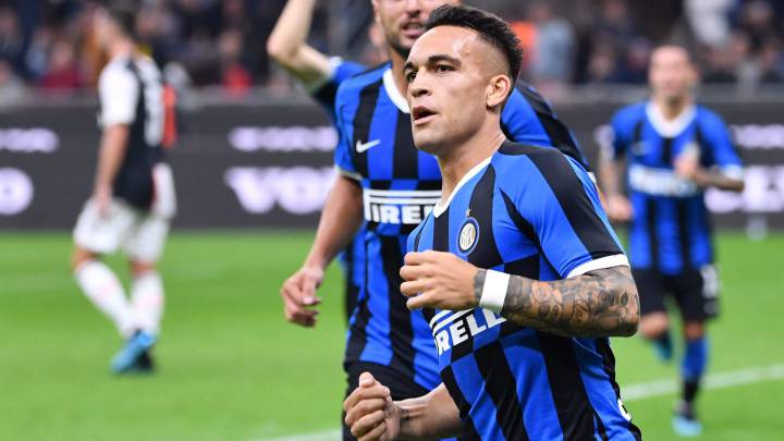 Lautaro celebra un gol con el Inter.