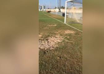 Sandra Paños denuncia el lamentable estado del campo del Sporting de Huelva: