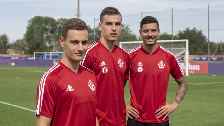 De Frutos, Lunin y Javi Sánchez, en los campos anexos a Zorrilla.