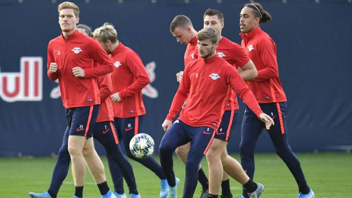 Werner entrena junto a sus compañeros del Leipzig.